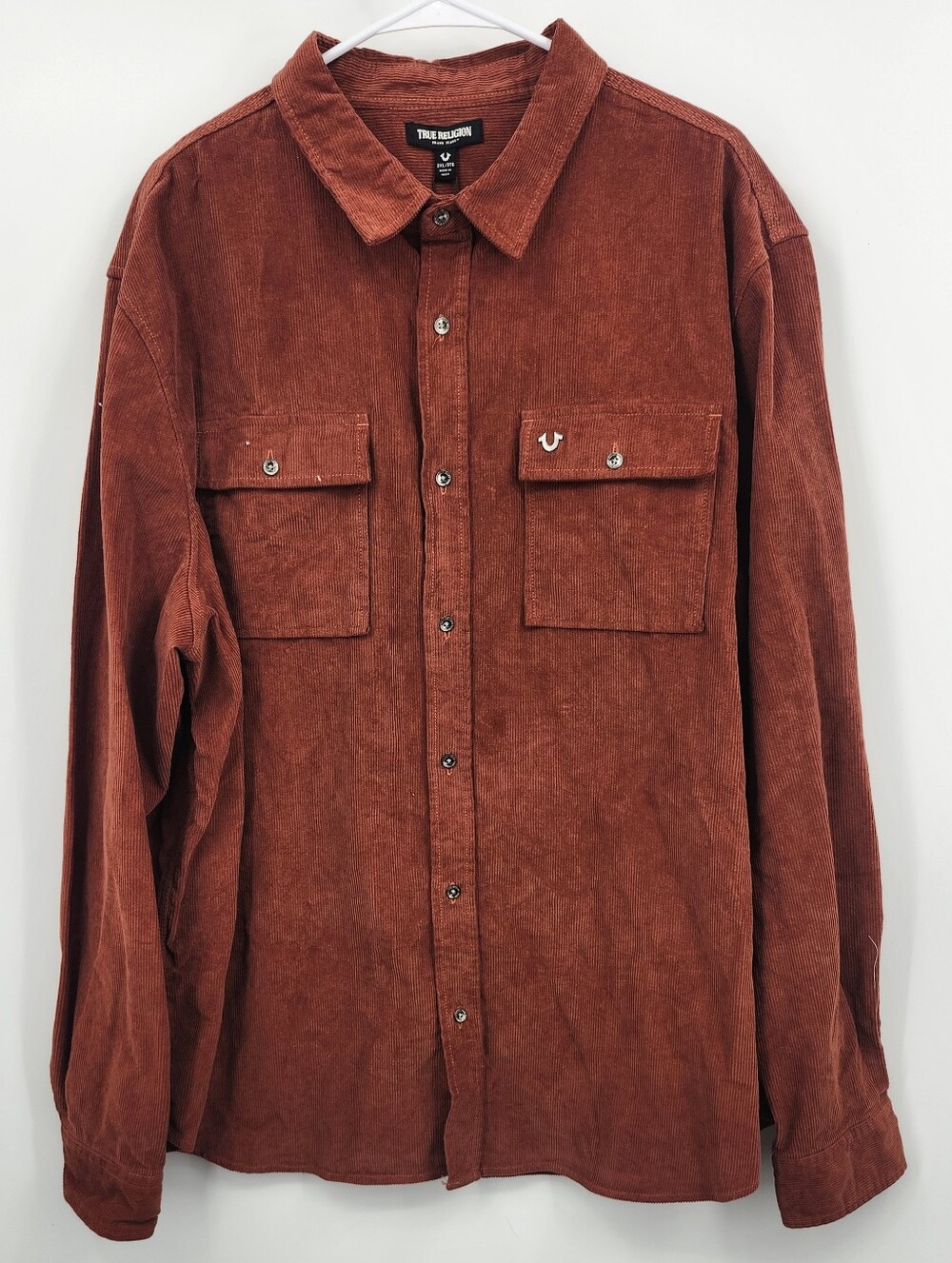 True Religion Men's Corduroy Workwear Long Sleeve Button Up Shirt Size Large